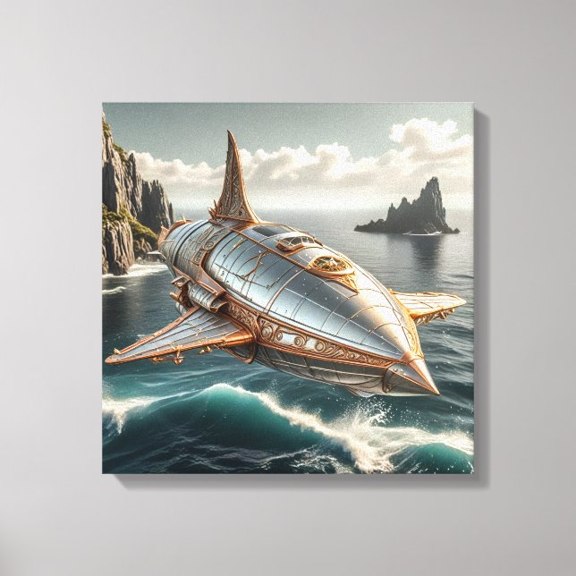 Canvas Print (Silver UFO over Water) (Frente)