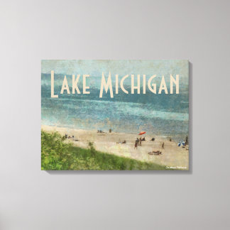 Canvas Retro Lake Michigan Beach Premium