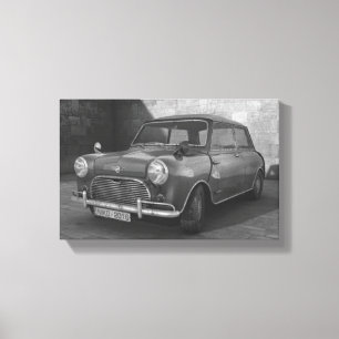 Canvas retros preto e branco de Mini Cooper do