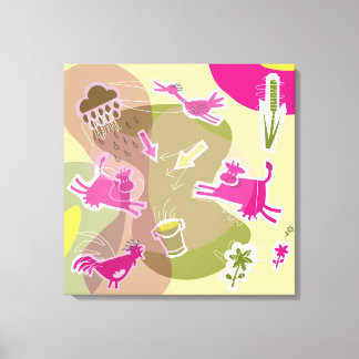 canvas roze koeien