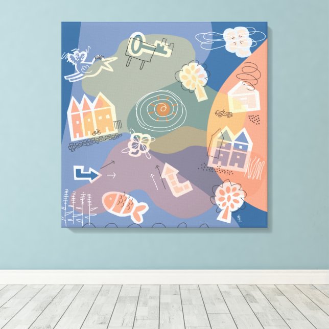 canvas stad blauw (Insitu(piso de madeira))