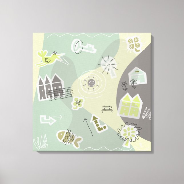 canvas stad grijstinten (Frente)