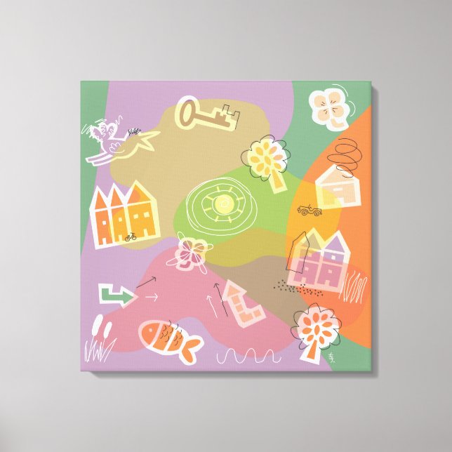 canvas stad huizen oranje (Frente)