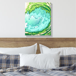 Canvas Verde de Ondas Abstrato