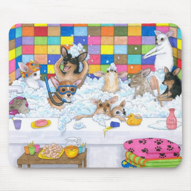 Cão 121 Chihuahua em banho Mousepad (Frente)