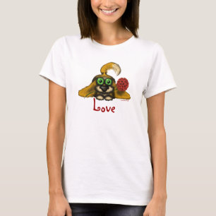 Cão bonito do amor com o t-shirt da arte dos