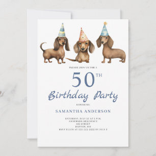 Cão Cachado Cachoinho 50º Convite de aniversário