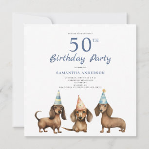 Cão Cachado Cachoinho 50º Convite de aniversário