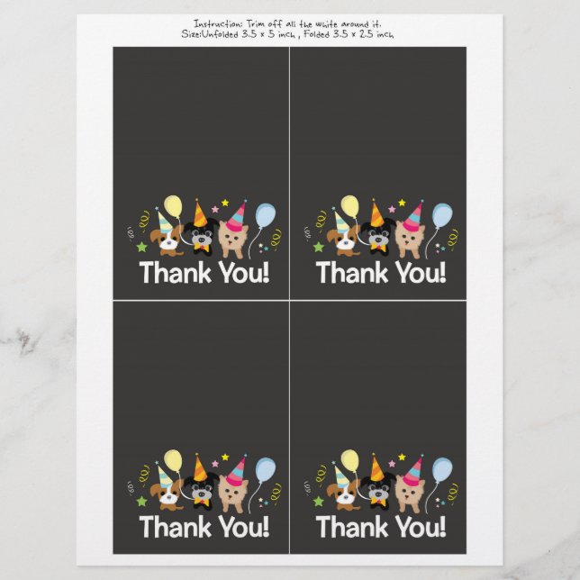 cão, Cartões de agradecimentos de aniversário de c (Frente)
