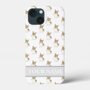Cão de Corgi Branco e Fawn Personalizado