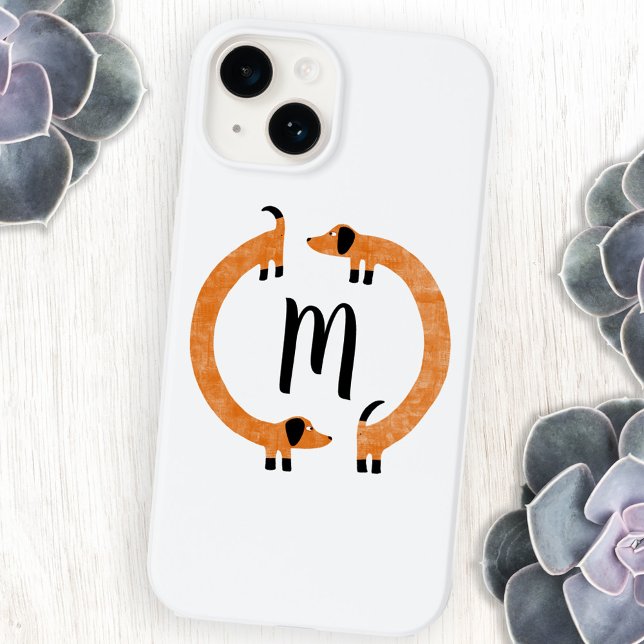 Cão de enchido monograma (Funny Dachshund Sausage or Wiener dog monogram cell phone case)