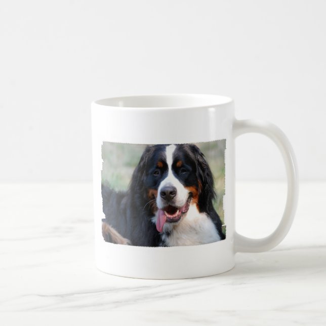 Cão de montanha de Bernese com a caneca de café (Direita)