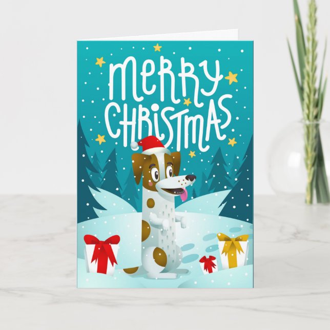 Cão de Natal com Cartão de Presente (Frente)