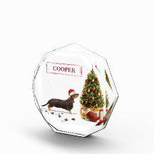 Cão de Natal Negro e Tan Dachshund Engraçado