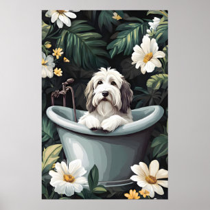 Cão de Pastoreio Inglês Antigo em Poster de Banhei