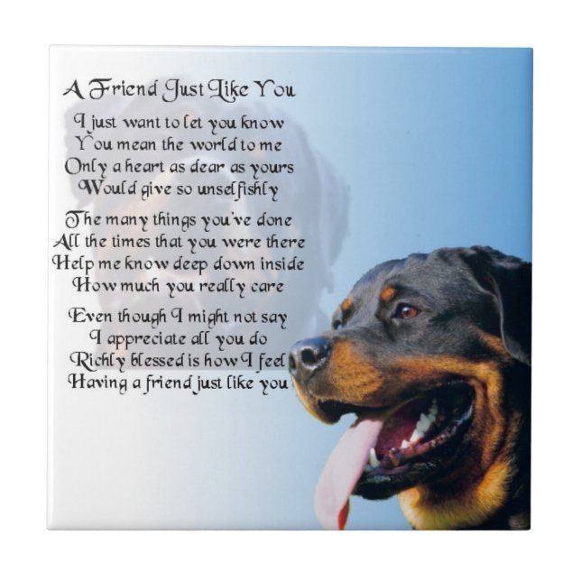 Cão de Rottweiler - azulejo do poema do amigo (Frente)