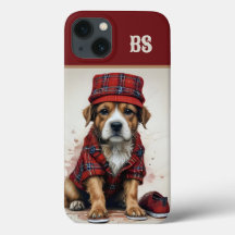 cão de senhorio escocês em kilt e boné