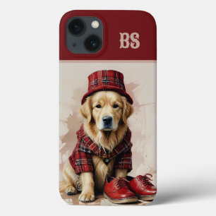cão de senhorio escocês em kilt e boné