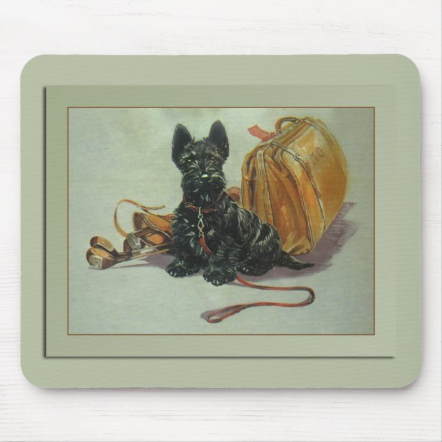 Cão de viagem Mousepad do Scottie (Frente)