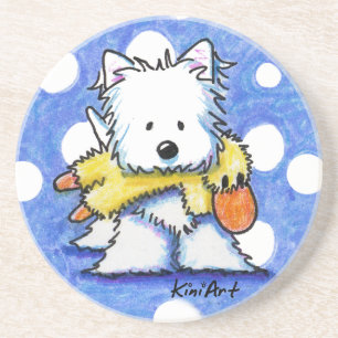 Cão de Westie com porta copos do brinquedo
