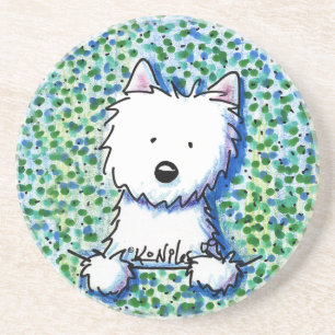 Cão de Westie na porta copos do Pointillism