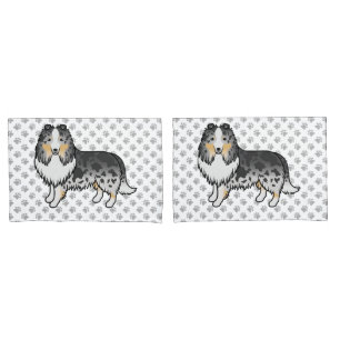 Cão e patas de cartografia de Sheepdog Blue Merle