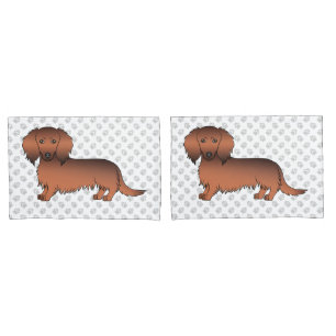 Cão e patas de cartoon de cabelo longo vermelho