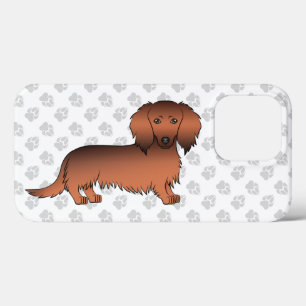 Cão e patas de cartoon de cabelo longo vermelho