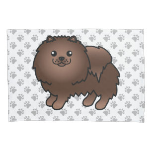 Cão e patas de cartoon marrom-pomeraniana