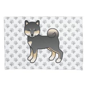 Cão e patas de cartoon Shiba Inu Preto e Tan