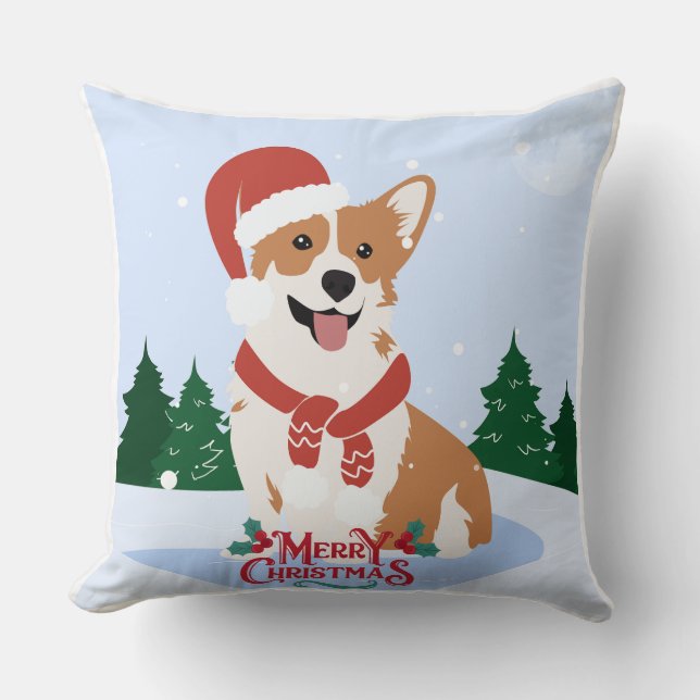 Cão em Almofada de Natal – Festa Alegre em Casa (Frente)