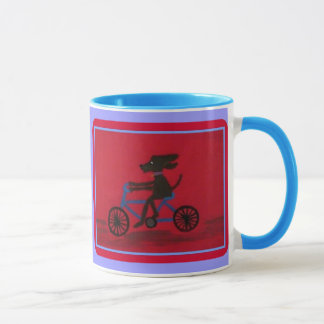 cão em uma caneca da campainha da bicicleta