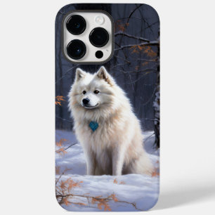 Cão Esquimó Americano Natal Neve Caindo