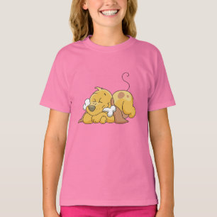 Cão feliz com camiseta e presentes do osso