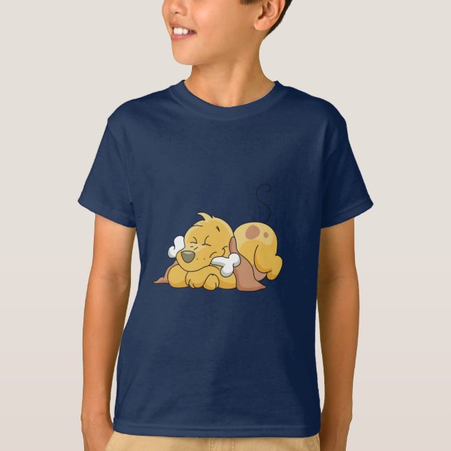 Cão feliz com camiseta e presentes do osso (Frente)