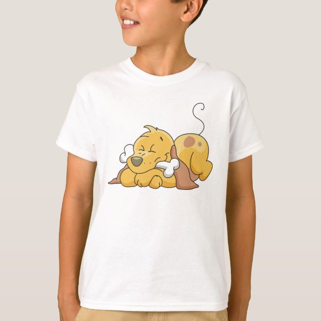 Cão feliz com camiseta e presentes do osso (Frente)