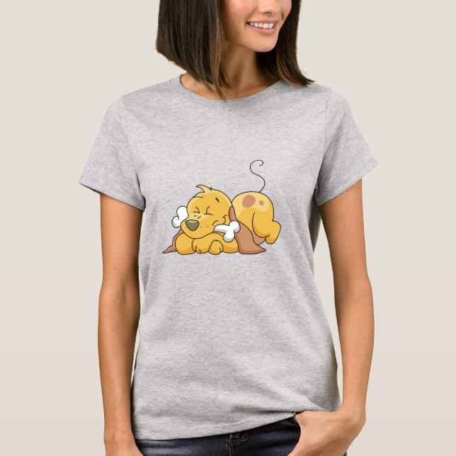 Cão feliz com camiseta e presentes do osso (Frente)