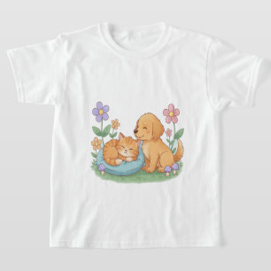 Cão & Gato na Natureza – Camiseta de Animal Fofo p