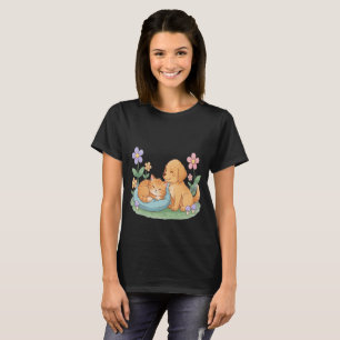 Cão & Gato na Natureza – Camiseta de Animal Fofo p