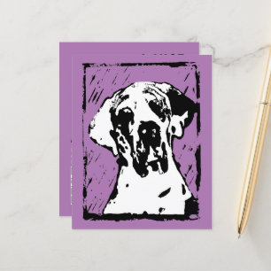 Cão Great Dane anunciando código QR de cartões