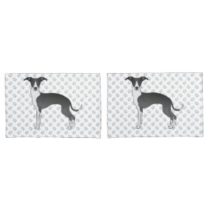 Cão Italiano Greyhound Preto e Branco com Patas