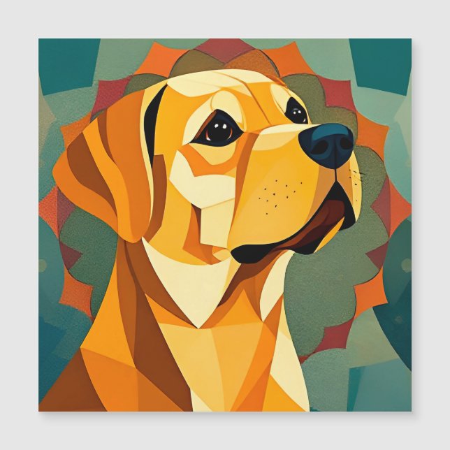 Cão Labrador Retriever Amarelo Arte Geométrica (Frente)