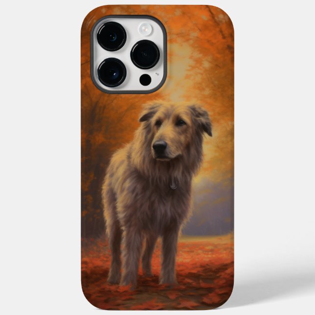 Cão-lobo entre Folhas de Outono Caídas Inspira (Verso)