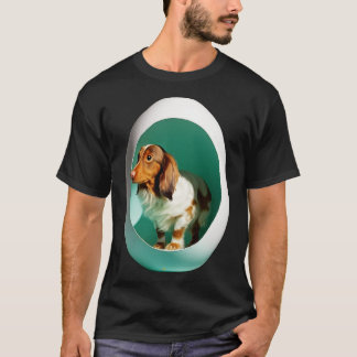 cão no adesivo de camisa clássico do ovo 3