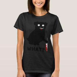 Cão O Que_ Engraçado Pug Preto Camiseta Pug Assass