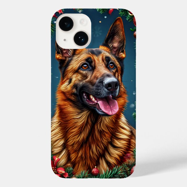 Cão Pastor Alemão com Decoração de Natal (Verso)