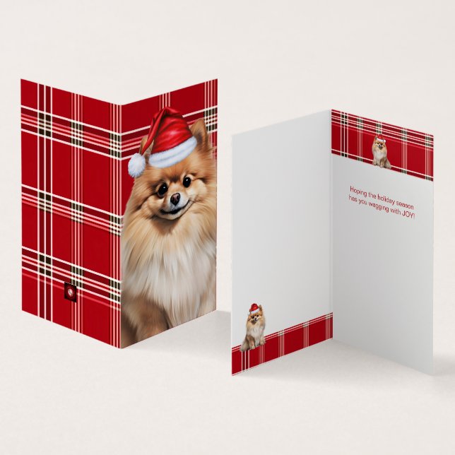 Cão Pomerânia Férias Xadrez Vermelho Natal (Interior e exterior)