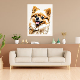 Cão Pomeraniano Pop Art Poster