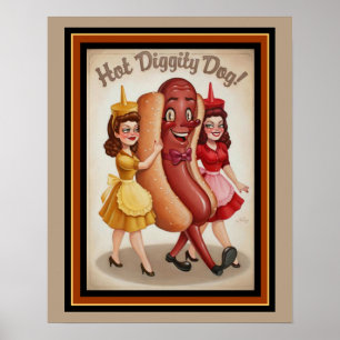 Cão quente de Diggity poster 16 x 20