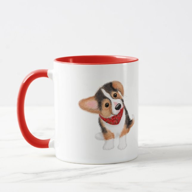 Cãozinho-de-corgi-bonito, caneca personalizada (Esquerda)